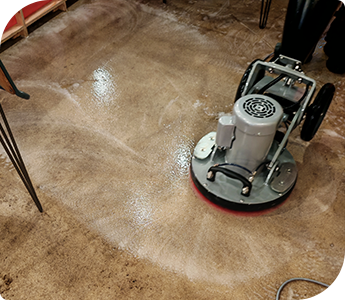 commercial-hard-floor-deep-cleaning-d Commercial floor scrubbing machine deep cleaning hard floor surface with detergent