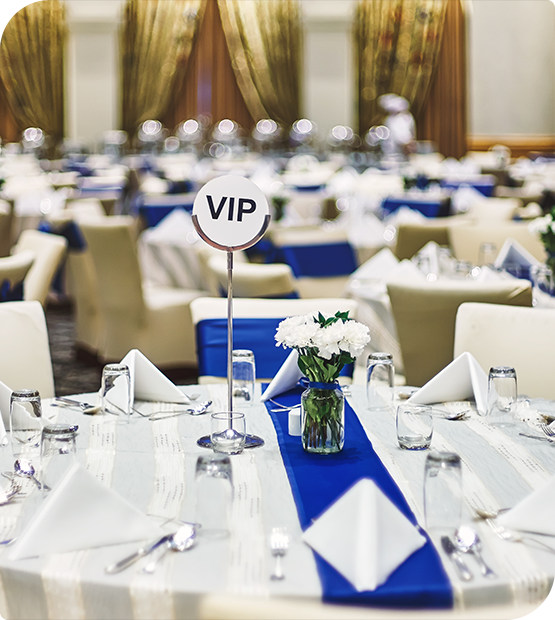 Formal banquet table setup for a VIP event